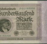 Dt. Reich 100000 Mark 1923, DEU-93a Serie F, gebraucht (K1387)