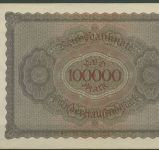 Dt. Reich 100000 Mark 1923, DEU-93a Serie O, leicht gebraucht (K1388)