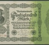 Dt. Reich 50000 Mark 1922, DEU-90a Serie A, fast kassenfrisch (K1427)