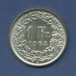 Schweiz 1 Franken 1964 B, Stehende Helvetia, KM 24 vz/st (m6518)
