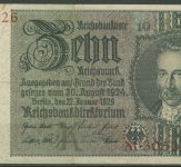 Dt. Reich 10 Reichsmark 1929, DEU-183b Serie K/M, gebraucht (K1494)