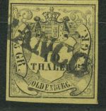 Oldenburg 1852 Hauswappen über Wertschild 4 b gestempelt, signiert