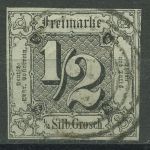Thurn und Taxis 1852/58 1/2 Sgr. breitrandig 3 a gestempelt, rückseitig Tinte