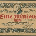Württembergische Notenbank 1 Mio Mark 1923 Schiller, WTB-18 gebraucht (K1587)