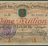 Gonsenheim 1 Million Mark 1923, Keller 1850, fast kassenfrisch (K1630)