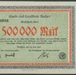 Aachen Stadt und Landkreis 500000 Mark 1923, Keller 1 b, gebraucht (K1636)