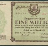 Freital 1 Million Mark 1923, Keller 1603 b, gebraucht (K1638)