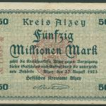Alzey 50 Millionen Mark 1923, Keller 87 g, gebraucht (K1647)