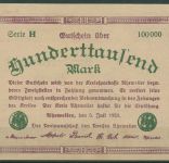 Ahrweiler 100000 Mark 1923, Keller 28 a.25, leicht gebraucht (K1654)
