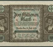 Dt. Reich 2 Millionen Mark 1923, DEU-101a, leicht gebraucht (K853)