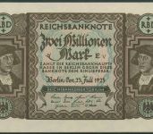 Dt. Reich 2 Millionen Mark 1923, DEU-101a, kassenfrisch (K1716)