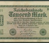 Dt. Reich 1000 Mark 1922, DEU-84l, FZ BB, Serie Sr, gebraucht (K1742)