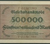 Dt. Reich 500000 Mark 1923, DEU-99b Serie F, gebraucht (K1772)