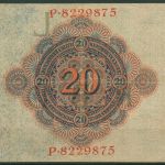 Dt. Reich 20 Mark 1914, DEU-41b Serie L/P, leicht gebraucht (K1554)