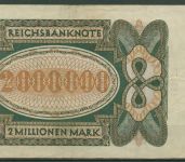 Dt. Reich 2 Millionen Mark 1923, DEU-101a, gebraucht (K1332)