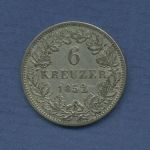 Hessen-Darmstadt 6 Kreuzer1852, Ludwig III., J 46, fast vz (m6665)