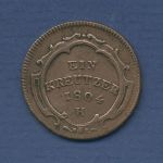 RDR Burgau 1 Kreuzer 1804 H, Günzburg, Franz II., ss (m6670)