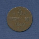 Rostock Stadt 3 Pfennige 1859, Greif auf Postament, J 95 s-ss (m6672)