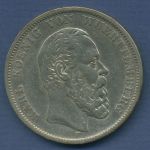 Württemberg 5 Mark 1875 F, König Karl, J 173 ss (m6708)