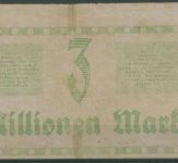 Deutsche Reichsbahn Dresden 3 Millionen Mark 1923, gebraucht, Einriß (K1569)