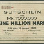 Dillingen Donau 1 Million Mark 1923, Keller 1011 b, gebraucht (K1784)
