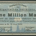Heilbronn 1 Million Mark 1923, Keller 2294, gebraucht fleckig (K963)