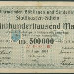 Böblingen und Sindelfingen 500000 Mark 1923, Keller 504 a, gebraucht (K1826)