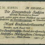 Dresden Girozentrale Sachsen 100000 Mark 1923, Keller 1096 a, gebraucht (K1832)