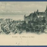 Neuchatel Neuenburg Schloß Blick auf die Alpen, gelaufen 1905 (AK4848)