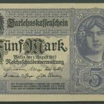 Dt. Reich 5 Mark 1917, DEU-61b Serie Z, fast kassenfrisch (K1469)