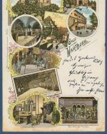 Gruß von d. Wartburg Rüstkammer Der Sängerkrieg, gelaufen 1902 (AK5069)
