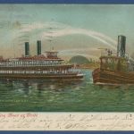 New York Fire Boat beim Löschen, gelaufen 1908 (AK5153)
