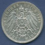 Württemberg 3 Mark 1911 F, König Wilhelm II., J 175 vz/st (m4779)