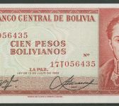 Bolivien 100 Pesos 1962, KM 164A kassenfrisch (K1854)