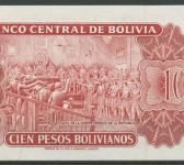 Bolivien 100 Pesos 1962, KM 164A kassenfrisch (K1854)
