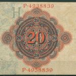 Dt. Reich 20 Mark 1914, DEU-41b Serie H/P, leicht gebraucht (K1552)