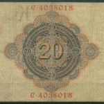 Dt. Reich 20 Mark 1908, DEU-29, gebraucht (K1558)
