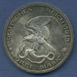 Preußen 3 Mark 1913 A, 100 Jahre Befreiungskriege, J 110 fast st (m6796)