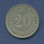 Deutsches Reich 20 Pfennig 1888 A, Kursmünze J 6, ss (m6802)