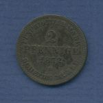 Mecklenburg-Schwerin 2 Pfennige 1872, Friedrich Franz II., J 61 ss (m68114)