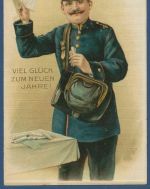 Viel Glück zum neuen Jahr Postbote Prägekarte, gelaufen 1911 (AK5354)