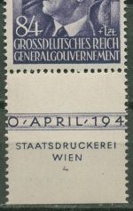 Generalgouvernement 1944 Hitler mit Formnummer 119 FN 4 postfrisch, kl. Fleck