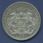 Hamburg 3 Mark Silber 1909 J, Wappen der Hansestadt, J 64 ss+ (m2466)