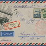 Zeppelin LZ 129, 1. Nordamerikafahrt 1936 R-Brief mit 606/07 (X41271)