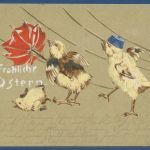 Fröhliche Ostern Küken im Sturm, gelaufen 1902 (AK5621)