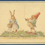 Frohe Ostern Häsin und Zwerg mit Zigarre, gelaufen 1936 (AK5618)