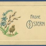 Frohe Ostern Küken Weidenkätzchen Prägekarte, gelaufen 1911 (AK5613)