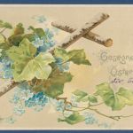 Gesegnete Ostern Efeu Vergißmeinnicht Prägekarte, gelaufen 1904, Einriß (AK5611)