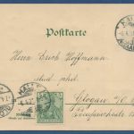 Fröhliche Ostern Mädchen mit Osterhasen im Korb, gelaufen 1901 (AK5607)