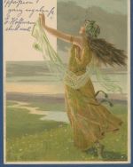 Fröhliche Ostern Dame in Flußlandschaft, gelaufen 1901 (AK5606)